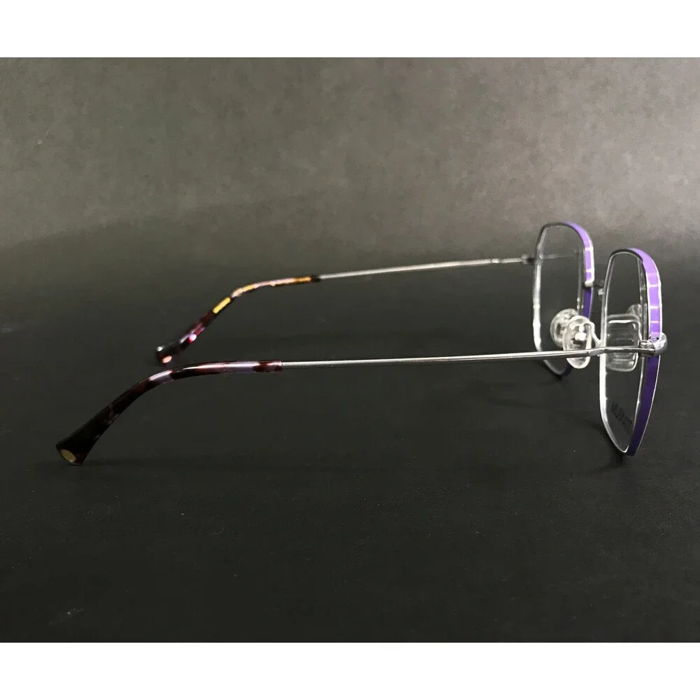 Erkers Eyeglasses Frames BROOKE Silver White Purple Hexagonal Titanium 53-18-145